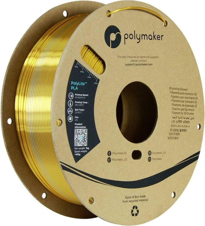 Produktbild Polymaker PA03027 Dual Silk Filament PLA-Seide Mehrfarbig, Seidig glänzend 1.75mm 1000g Crown, Gold (PLA, 1.75 mm, 1000 g, Mehrfarbig)