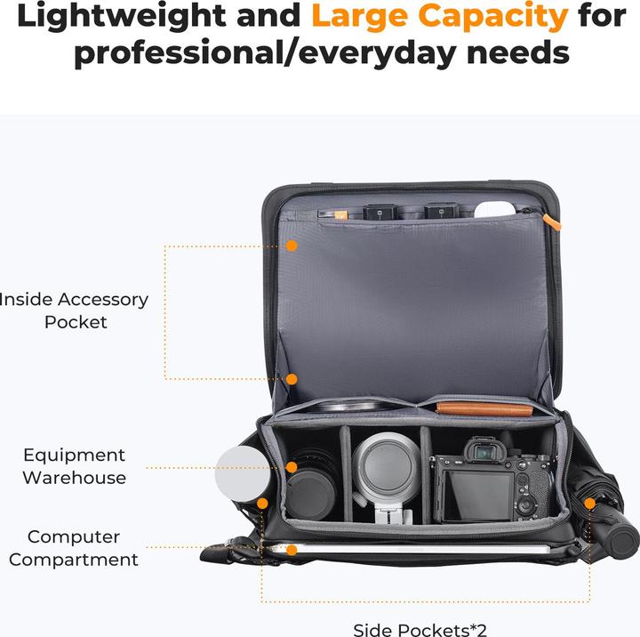 Produktbild K&F Concept Sling Bag 10L Urban Wander 10 (Black) (Kamera Schultertasche, 10 l)