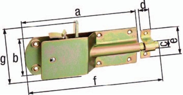 Image du produit GAH Verrou d'étable de sécurité Longueur 200 mm Largeur 125 mm Acier électrozingué jaune (Barre de sécurité, 1 pcs)