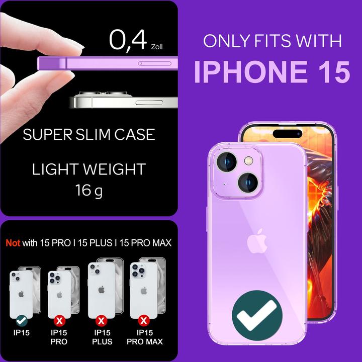 Immagine prodotto Nalia Copertura in silicone trasparente al neon (Apple iPhone 15)