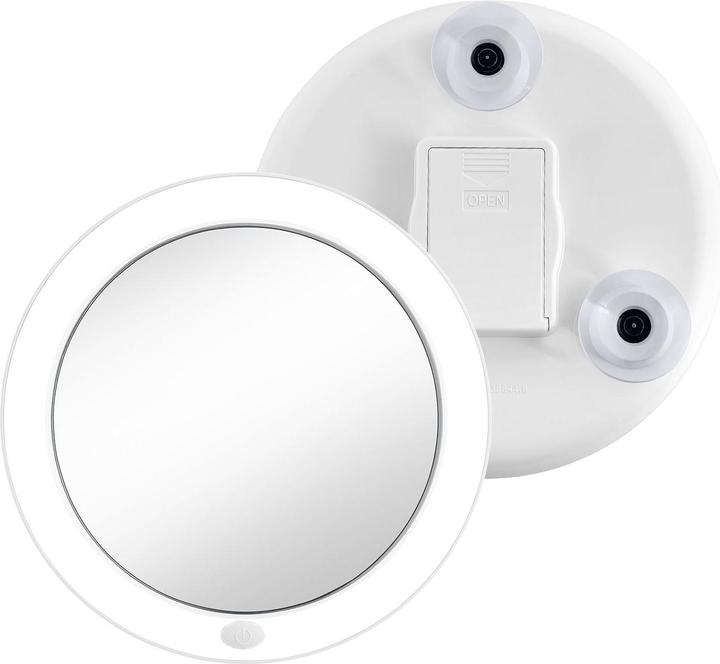 Actual product image Emke Kosmetikspiegel mit beleuchtung 5X Vergrösserung, Saugnapf, Batteriebetrieben, 165mm
