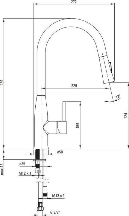 Actual product image Deante LUKRECJA SINK MIXPULL- BDH B720 BLK-CH