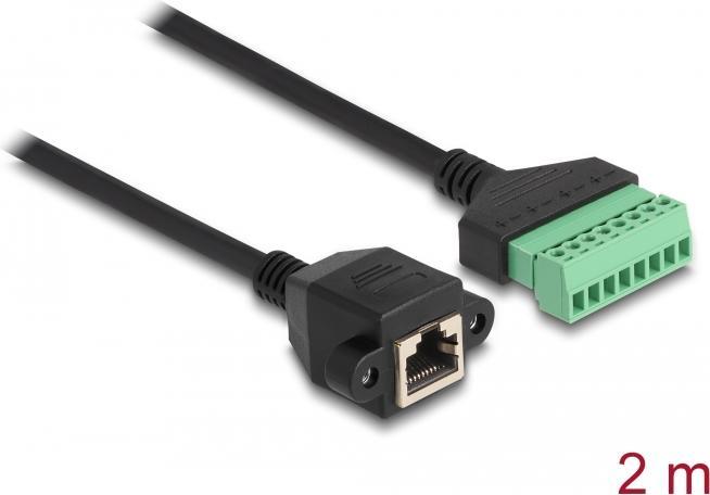 Produktbild Delock RJ45 Kabel Cat.6 Buchse zu Terminalblock Adapter zum Einbau 2 m 2-teilig (RJ45, RJ45 (1x))