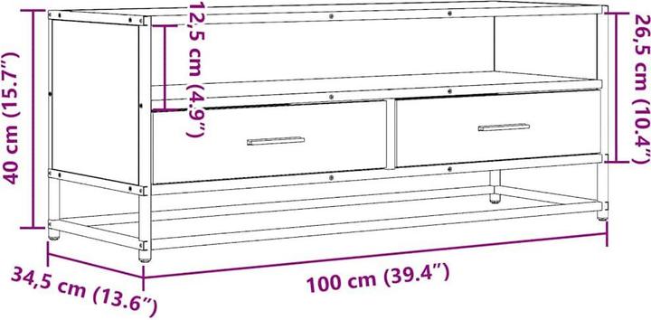 Image du produit VidaXL Meuble TV Lowboard Meuble TV Table de télévision brun imitation chêne (100 x 34.5 x 40 cm)