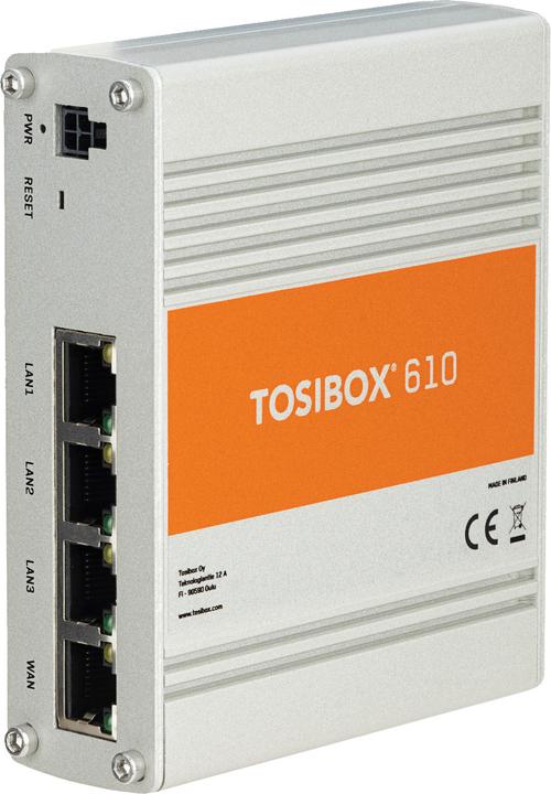 Actual product image Tosibox 610 WAN, LAN. Throughput 70 Mbit/s. 4 year perpetual licence.