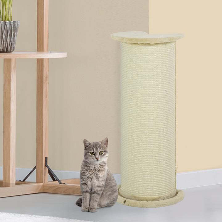 Image du produit PawHut Planche à gratter pour les coins avec dispositif anti-basculement (85 cm, Blanc crème)