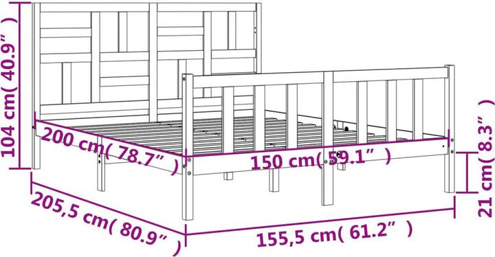 Produktbild VidaXL Massivholzbett mit Kopfteil Weiss 5FT King Size (150 x 200 cm)