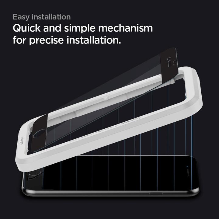 Produktbild Spigen tempered glass ALM GLASS FC for iPhone 7 / 8 / SE 2020 / SE 2022 black (1 Stück, LG K8 2017, Apple iPhone SE (2nd Gen))