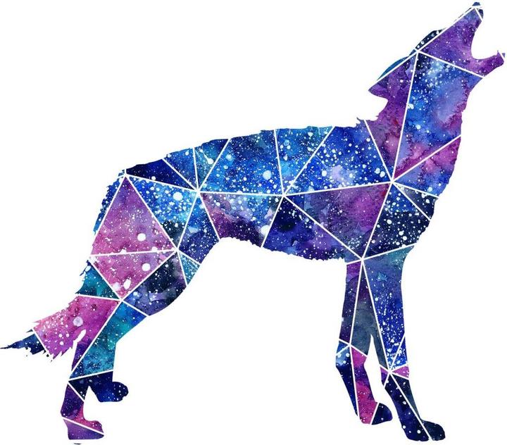 Produktbild Trenddeko Polygon Galaxie Wolf (30 x 26 cm)
