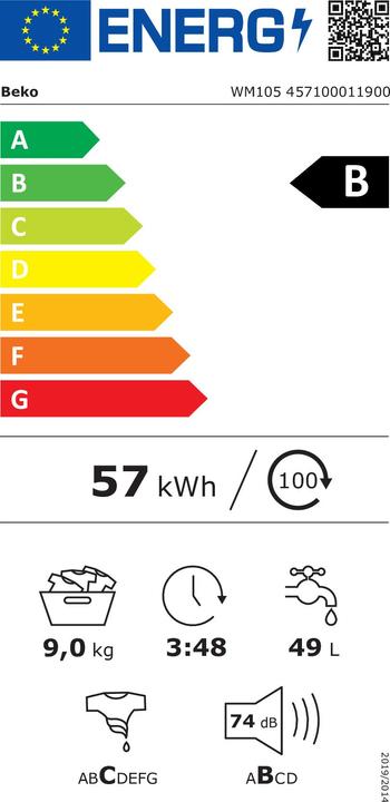 Energie-Label Beko Waschmaschine W105 (9 kg, Links)