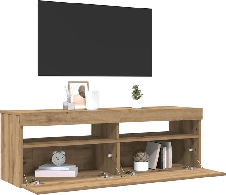 Actual product image VidaXL TV Schrank Lowboard Fernsehschrank Fernsehtisch mit LED Artisan-Eiche (120 x 35 x 40 cm)