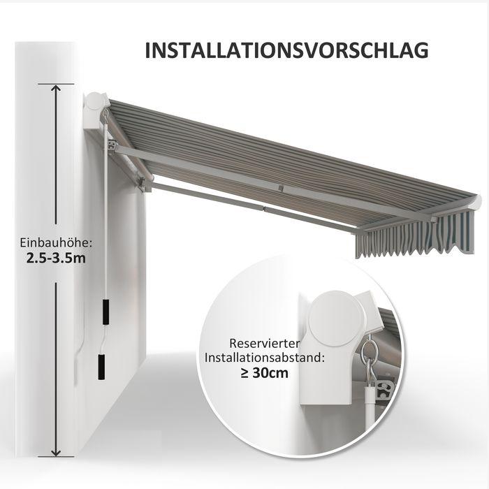 Image du produit Swisshandel24 Gelenkarmmarkise 4m mit Handkurbel Alu Weiss+Grün 395x245 cm (2.45 m)