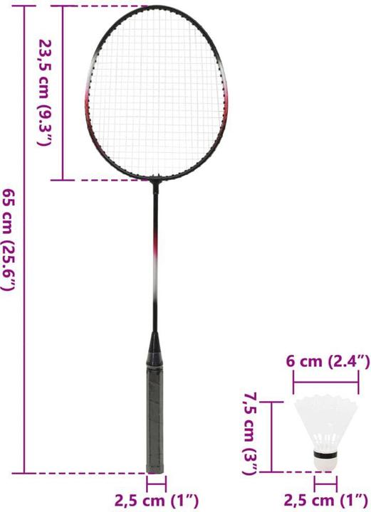 Immagine prodotto VidaXL Set da badminton con 2 racchette, rete e borsa