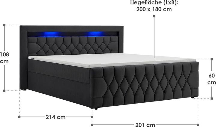 Immagine prodotto Juskys Letto a molle Leona (200 x 180 cm)