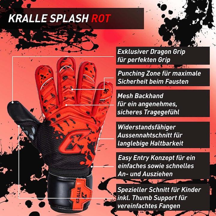 Produktbild Catch & Keep Fussballhandschuhe Kralle Splash Gr. 3 Rot Torwart Keeper Goalie Handschuhe (3)