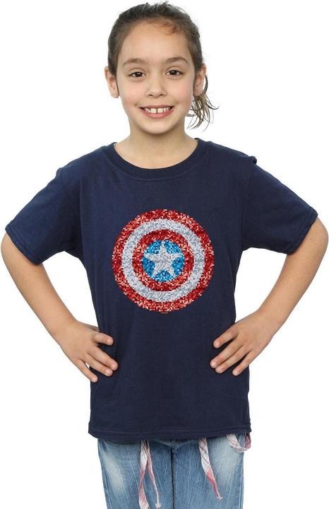 Immagine prodotto Captain America Pixelated Shield Maglietta Ragazze (152, 158)