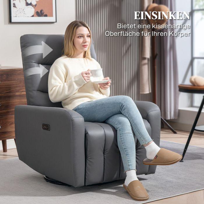 Produktbild Swisshandel24 Elektrisch Relaxsessel Fernsehsessel mit Liegefunktion, Schaukelfunktion Grau