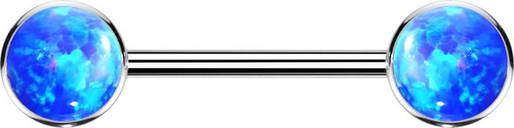 Image du produit Star Piercing Threadless Barbell disque d'argent avant avec opale bleue (sans laiton, Titane G23)