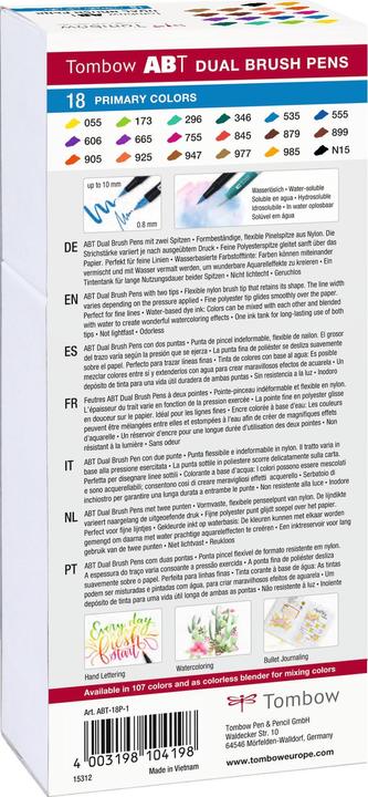 Image du produit Tombow ABT Dual Brush (Multicolore, 18 x)