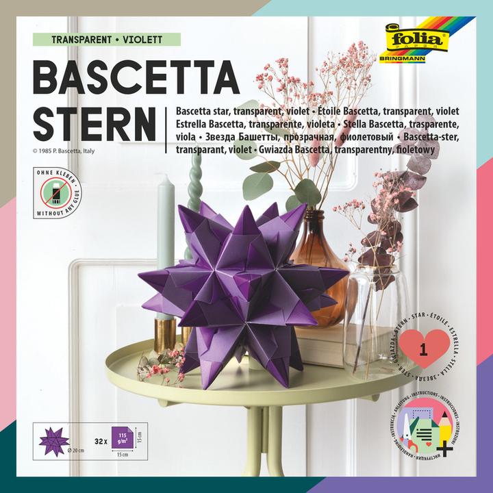 Actual product image Folia Bascetta star folding leaflet, violet-transparent (115 g/m², 32 x)
