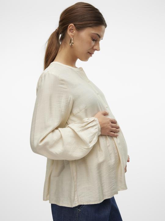 Image du produit Mamalicious Coupe normale Col mandarin Poignets élastiques Top manches ballon Blouse (M)