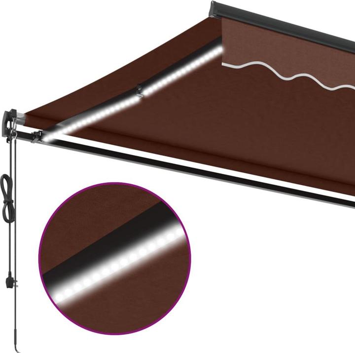 Image du produit VidaXL Markise Gelenkarmmarkise Sonnenmarkise Automatisch LED Braun 450x350cm (4.50 m)