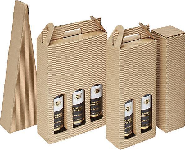 Image du produit kaiserkraft Emballage cadeau pour bouteilles avec poignée, L x l x h int. 90 x 90 x 365 mm (1 x)