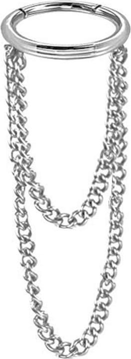 Produktbild Star Piercing Micro Segmentring klappbar silber Anhänger zwei Ketten (ohne Messing, Chirurgenstahl 316L)