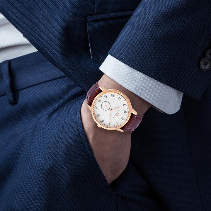 Immagine prodotto Orologio al quarzo da uomo Moonlight in vera pelle marrone - 26511 (Orologio da polso analogico, 40 mm)