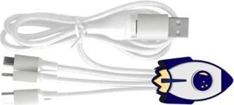 Produktbild Yello koko Andy 3-in-1-Kabel USB-C/Micro-USB/Lightning auf USB-A 3A Rakete Schlüsselanhänger-Format (USB 3.0)