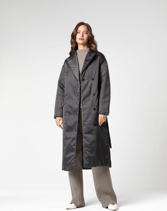 Produktbild Furnari Gefütterter Mantel mit Gürtel - Anthrazit (42,46,48,50) (42, 44, 46, 48)