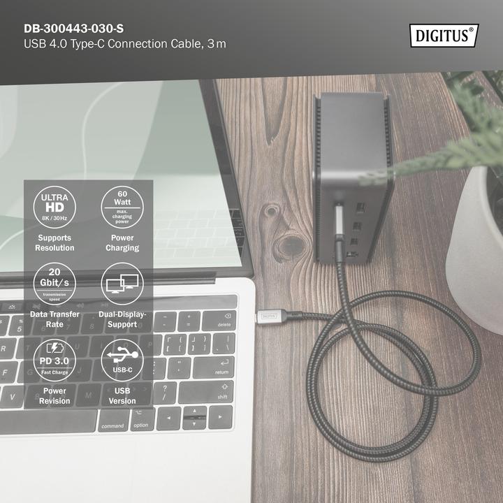 Actual product image Digitus USB C – USB C (3 m, USB 4.0)