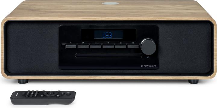 Actual product image Thomson MIC300IBT bw/wood Micro system 60W,FM,Bluetooth,CD,USB,Induction charging (Bluetooth, CD player, 2x 30 W)
