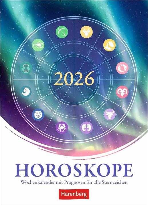 Actual product image Harenberg Horoskope Wochenkalender 2026 - Wochenkalender mit Prognosen für alle Sternzeichen (German)
