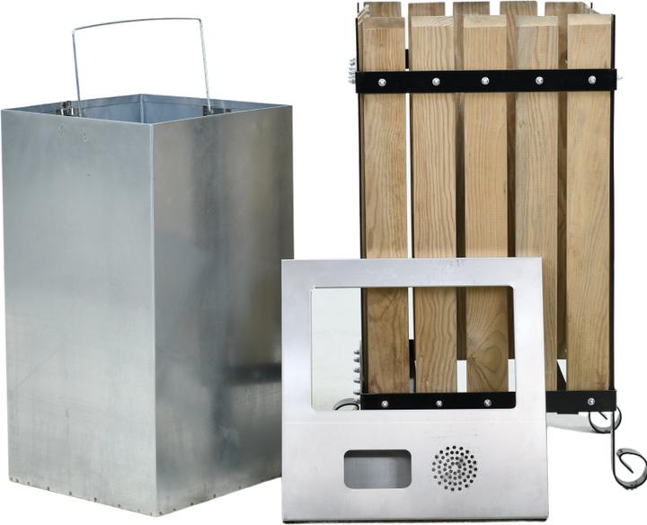 Actual product image Aristar Waste bin with wooden panelling and ashtray (50 l)