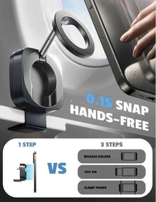 Produktbild Lisen Universelle Smartphone Halterung 360 Grad drehbar, faltbar für Flugzeug, Camper, Zug, Bus, Hotel, Zu