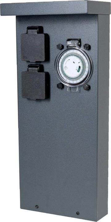 Actual product image Grafner Stainless Steel Socket Pillar with Timer 2 Outdoor Sockets Anthracite Garden Socket
