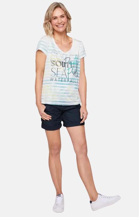 Actual product image Soccx Striped shirt with burn-out effects, V-neckline and label print in used look (XXL)