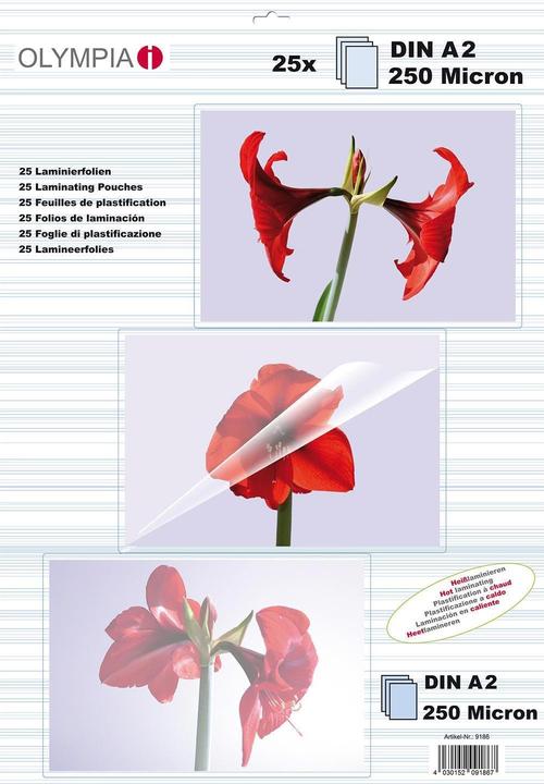 Produktbild Olympia Laminierfolien DIN A2 (A2, 25 Stück, 250 µm)