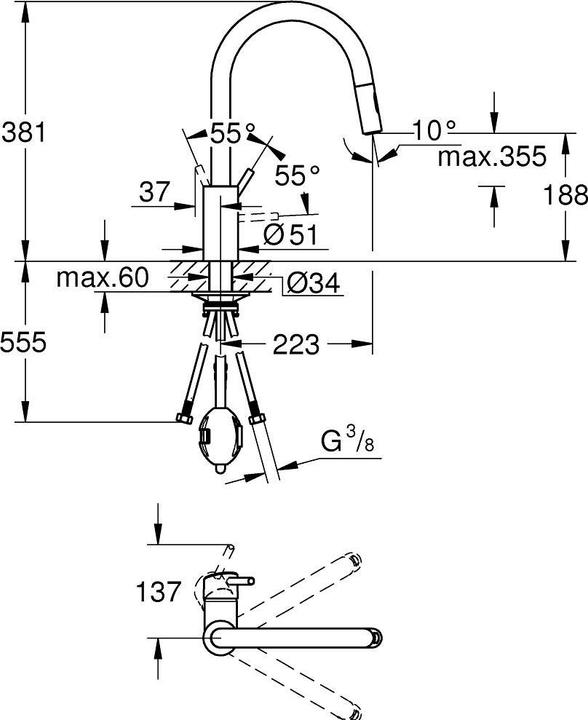 Produktbild Grohe Küchenarmatur mit Handbrause Concetto supersteel matt 31483