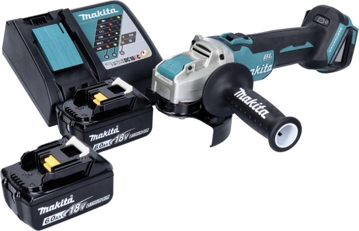 Produktbild Makita DGA 521 RGX1 Akku Winkelschleifer 18 V 125 mm X-LOCK Brushless + 2x Akku 6,0 Ah + LadegerÃ¤t (125 mm)