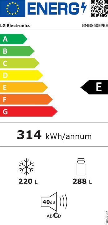 Label énergétique LG GMG860EPBE (508 l)