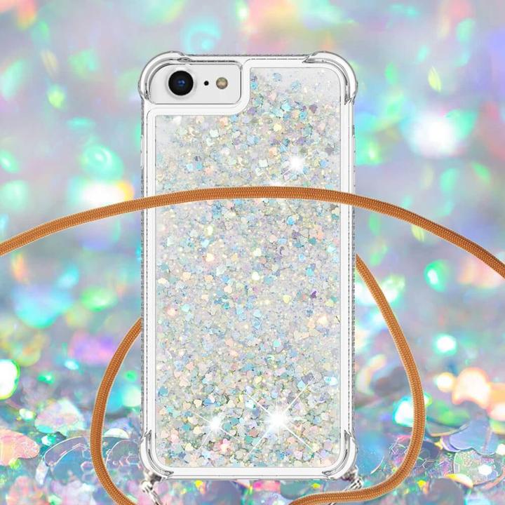 Actual product image Cover-Discount iPhone SE / 8 / 7 - Glitter case with lanyard white (Apple iPhone 8, Apple iPhone 7)