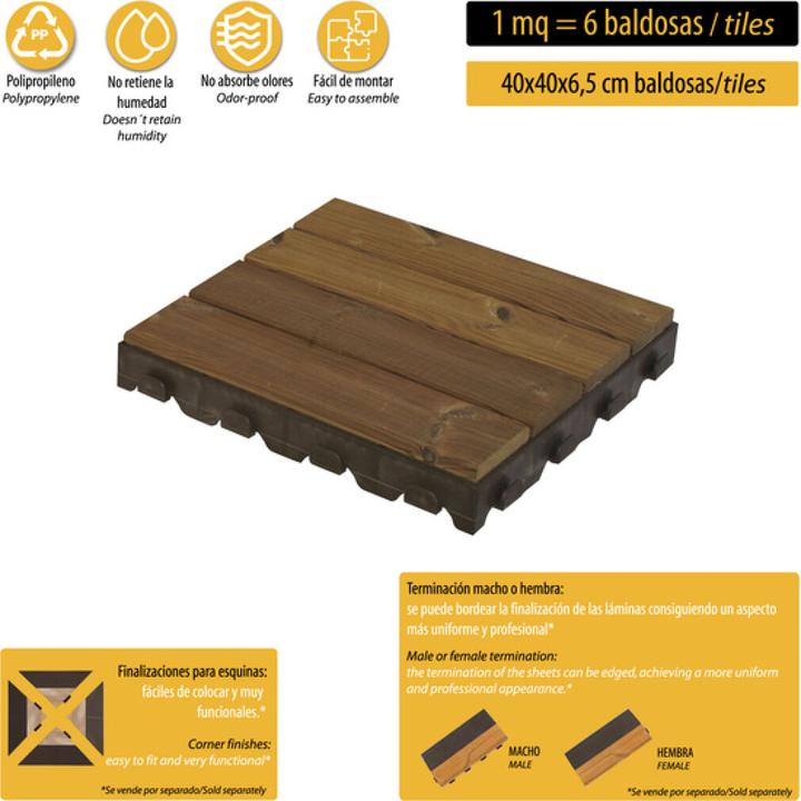 Produktbild Art Plast KOMBI-HOLZBODENPLATTE, 40X40X6,5 CM (39X39 NETTO)
