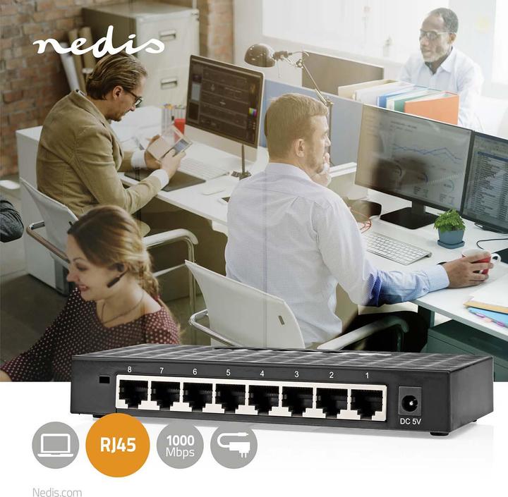 Image du produit Nedis Commutateur réseau | Vitesse filaire : Gigabit | Nombre de ports Ethernet : 8 (8 Ports)