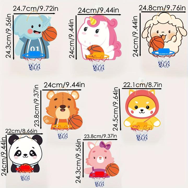 Immagine prodotto Activity Board Mini canestri da basket con motivi di animali per bambini: disegni di elefanti, pecore, tigri