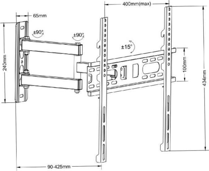 Immagine prodotto Maclean MC-761 - Supporto VESA per monitor/TV, 26-55", nero, 30 kg (Muro, 55", 30 kg)