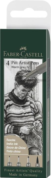 Actual product image Faber-Castell Ink pen PITT Artist Pen Gray, 4 pieces (Warm grey IV, 4 x)