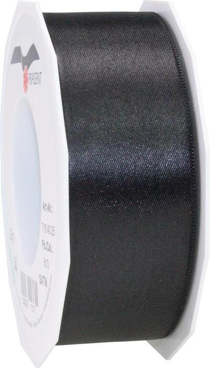 Actual product image Präsent Gift ribbon satin 40mmx25m black, satin ribbon wound up (Gift ribbon)