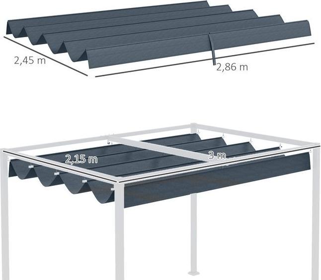 Immagine prodotto Swisshandel24 Tetto di ricambio per pergola, circa 3 x 2,5 m Copertura ombreggiante per pergola, tetto per (286 cm, 245 cm)